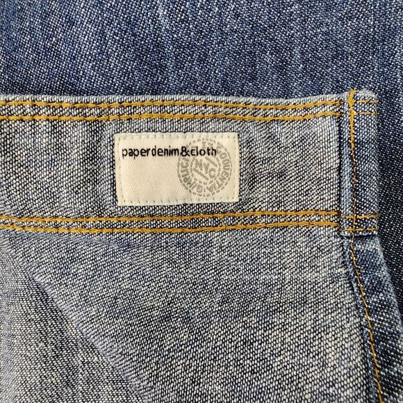 Paperdenim & Cloth Shirt Mens Large Blue Button Down Short Sleeve Denim Pockets - Picture 10 of 11